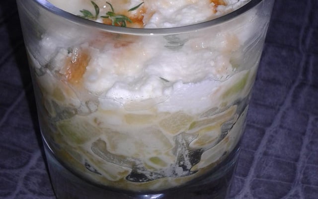 Verrine courgette et chèvre chaud