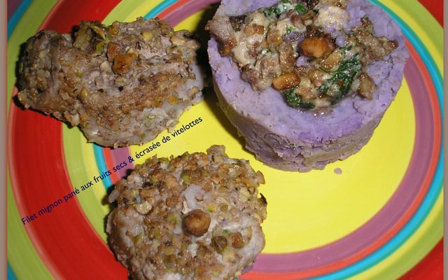 Filet mignon pané aux fruits secs & écrasée de vitelottes
