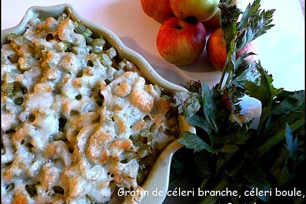 Gratin de céleri rave, branche et pommes