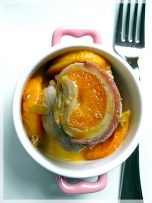 Piccatas de veau au magret fumé et abricot parfumé aux épices