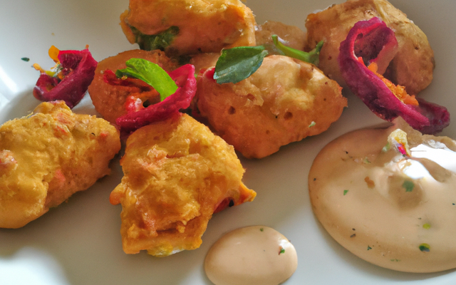 Beignets de chèvre, sauce poivrons