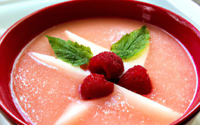 Soupe de melon aux framboises