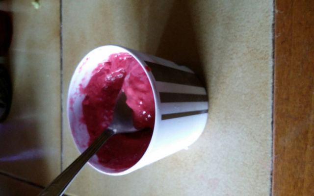 Frozen yogurt pêche cerise et basilic