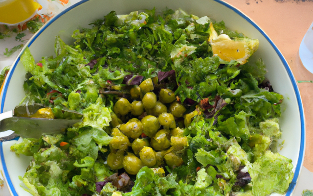 Salade verte, vinaigrette aux olives vertes