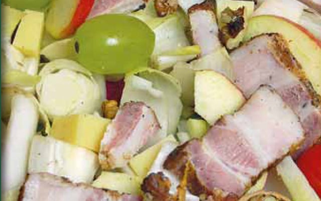 Salade sucrée salée aux rillons