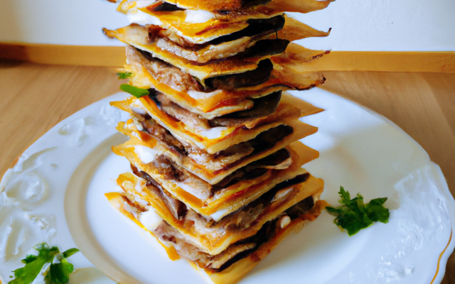 Mille-feuilles de pommes de terre aux champignons de Paris