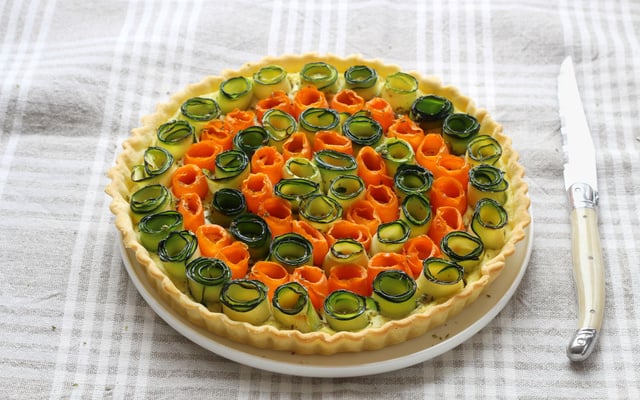 Tarte fleurs de courgettes et carottes