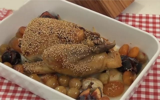 Pintade rôtie au miel