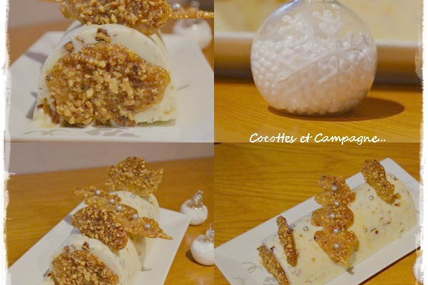 Bûche Chocolat Blanc et Noix de Pécan Caramélisées