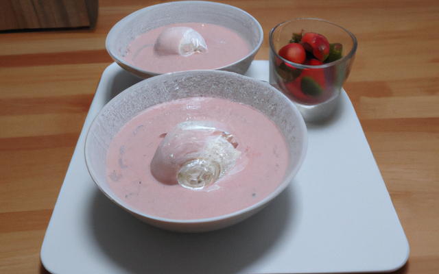 Soupe fraise et glace vanille