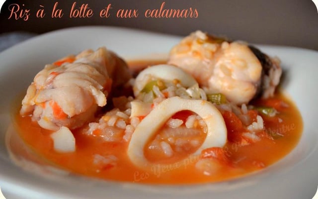Riz à la lotte et aux encornets