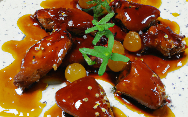 Suprêmes de canetons caramélisés au miel d'acacia et épices.