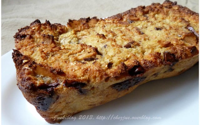 Gâteau de pain perdu poire et chocolat