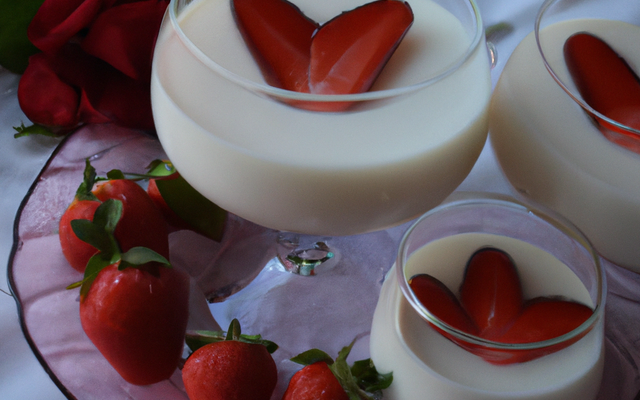 Pannacotta verveine, fraises et roses