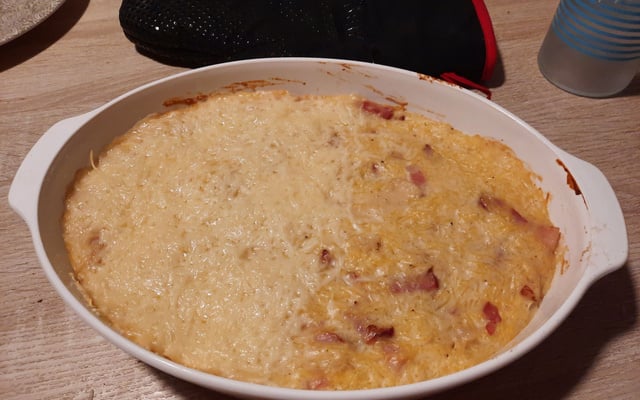 Gratin de courge spaghetti et lardons