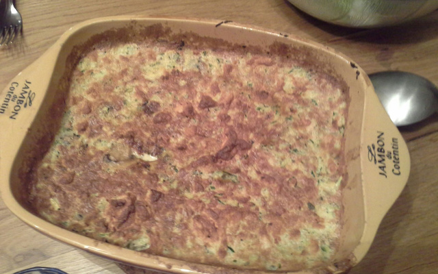 Flan de courgettes et champignons de paris au gorgonzola