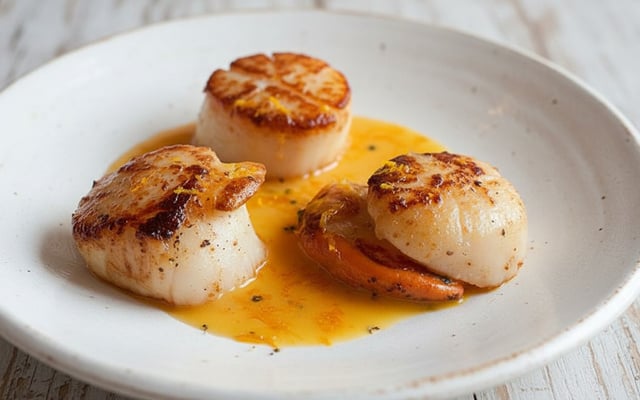 Saint jacques poêlées sauce à l'orange