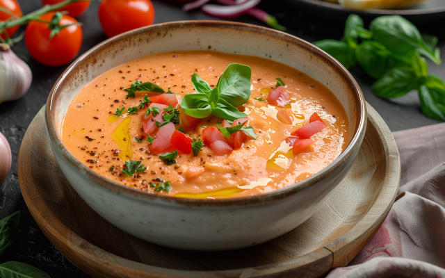 Gaspacho andalou à l'œuf