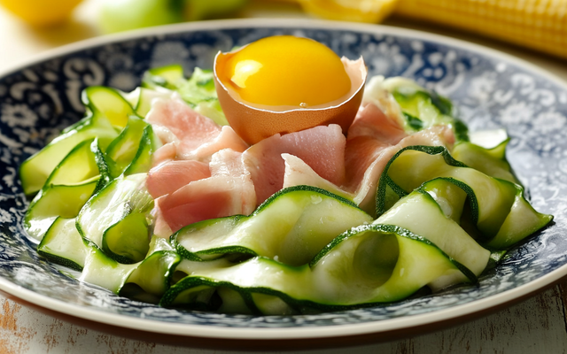 Tagliatelles de courgettes à la carbonara