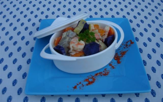 Blanquette de saumonette et légumes au piment d'Espelette