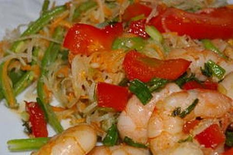 Crevettes sautées au basilic thaï