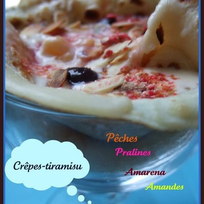 Crêpe tiramisu aux pêches et amarena