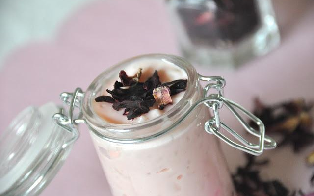 Riz au lait à la fleur d'hibiscus