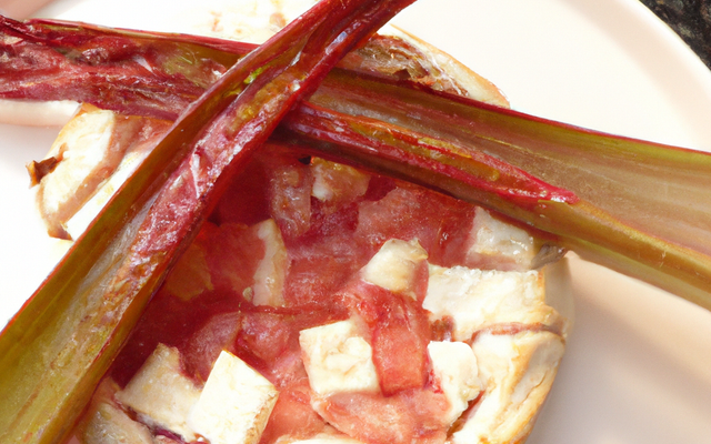 Brie a la rhubarbe au four