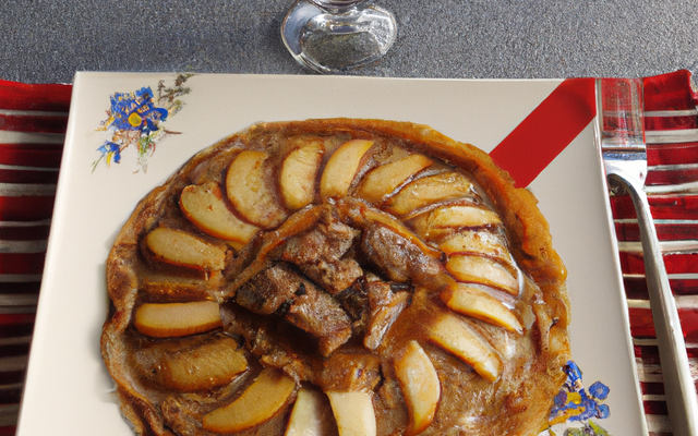 Rosace de boudin ardennais sur crêpe aux pommes et cidre, sirop de Liège