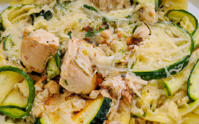 Salade de pâtes aux courgettes, poulet et parmesan