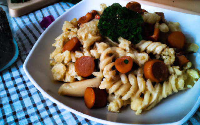 Pâtes aux saucisses Knacki et champignons