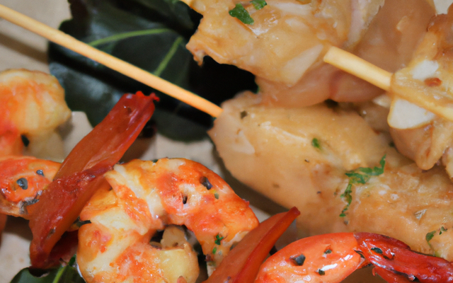 Brochettes de poulet et gambas