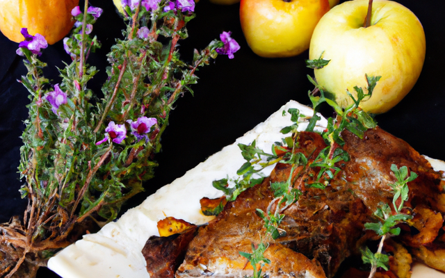 Carré d'agneau rôti à la fleur de thym, pommes fondantes