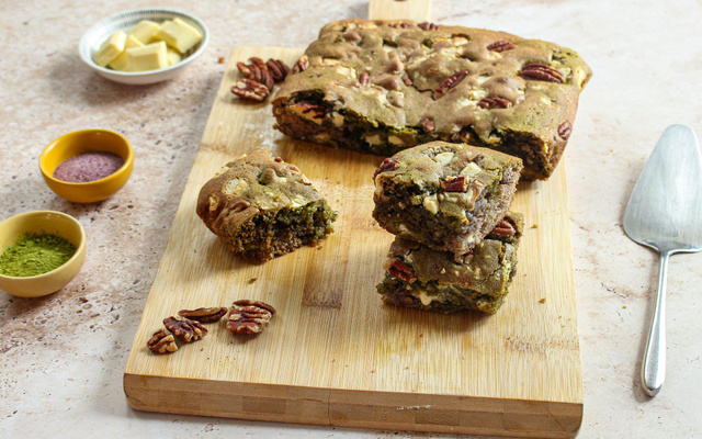 Brownie marbré matcha et ube