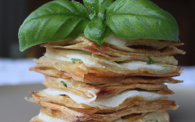Mille-feuille au croustillant de basilic
