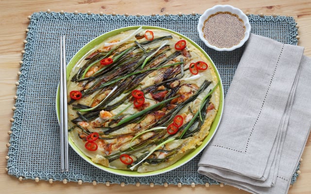 Haemul pajeon (Crêpe coréenne à la ciboule et aux fruits de mer)