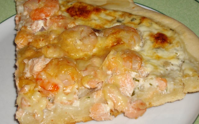 Pizza saumon et crevettes