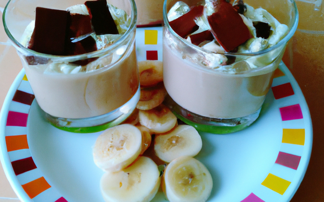Verrines poire, chocolat et bananes
