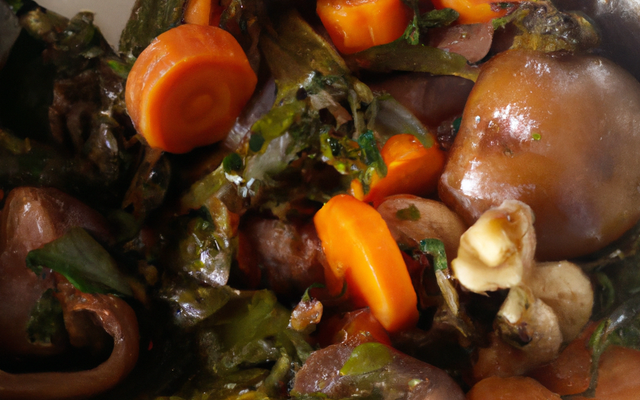 Fricassée de bulots de Granville, petits légumes et huile à l'orange sanguine