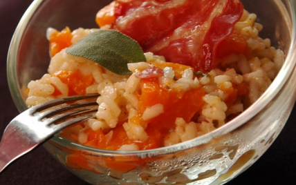 Risotto au potiron, sauge et coppa