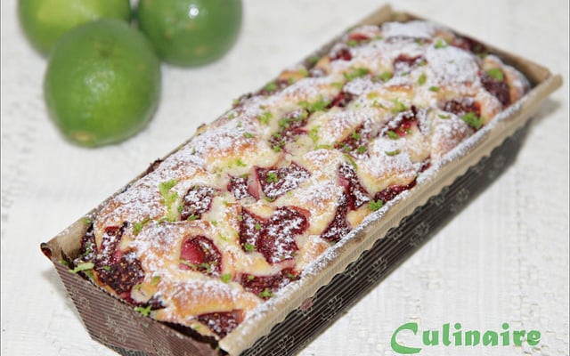 Cake moelleux au mascarpone fraise et citron vert bio