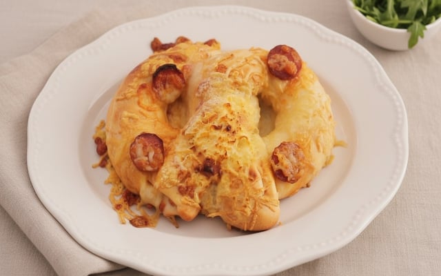 Bretzel pizza au chorizo
