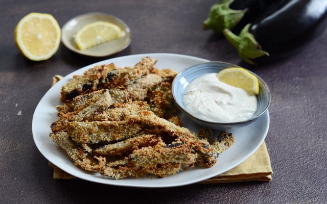 frites d'aubergines au four