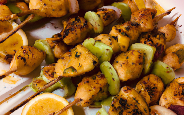 Brochettes de poulet au curry et agrumes