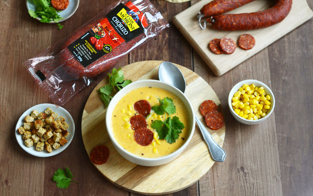 Soupe de maïs au chorizo