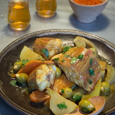 Tajine de grondin aux légumes d'hiver