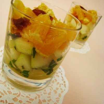 Verrine duo melon-menthe/ orange-dattes