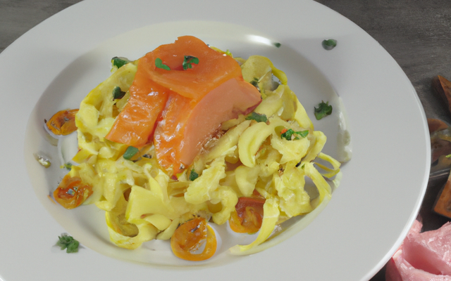 Saumon de la ferme et ses tagliatelles crèmeuses