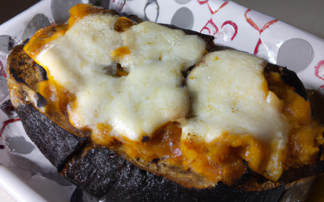 Pain noir gratiné au fromage et curry