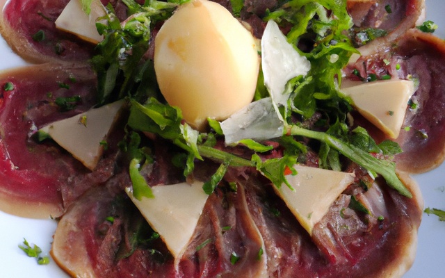 Carpaccio de bœuf aux copeaux de foie gras